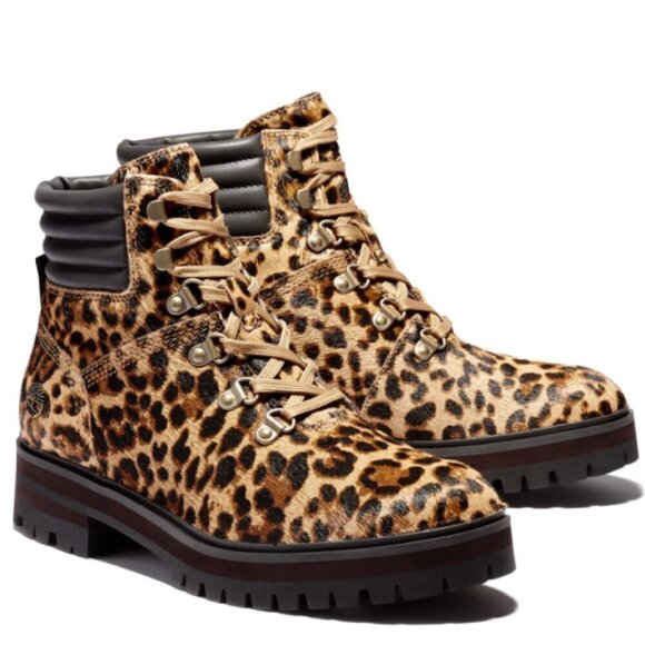 Timberland London Square Calf Hair Cheetah Print Boot, Brown Multi - Picture 2 of 3
